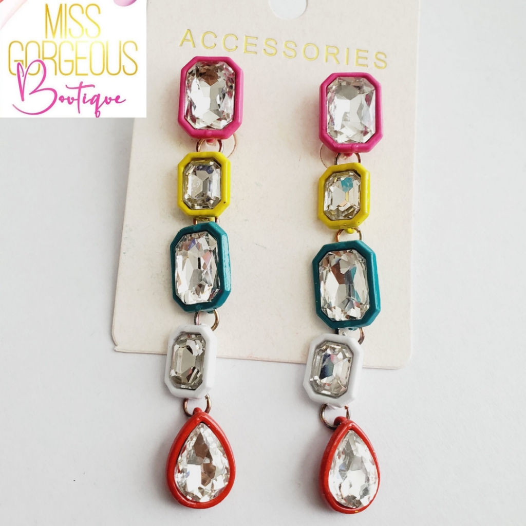 Brand New Multi Colored Diamond Earrings